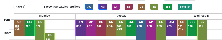Detail of schedule view